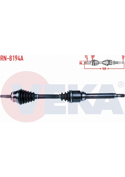 Renault Safrane Iı (B54_) 2.0 16V Abslı 30 Dıs Uzunluk 929MM 1996-2000 Komple Aks Sağ Ön 7701352489
