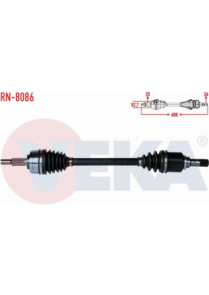 Renault Fluence (L30) 1.5 Dcı 5 Vıtes Uzunluk 688MM 2009- Komple Aks Sol Ön 8200725499
