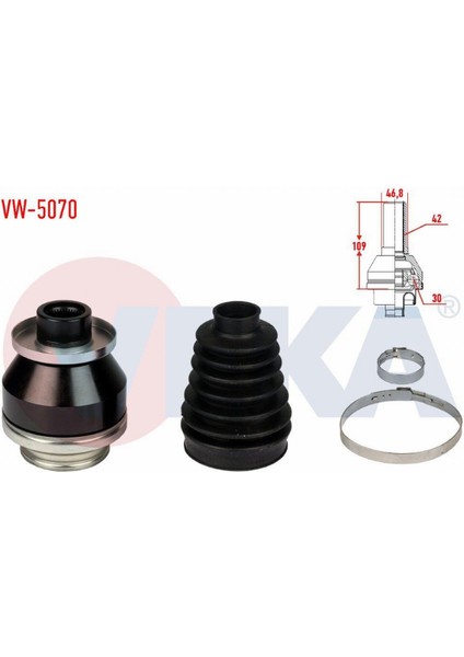 Volkswagen Transporter Vı 2.0 Tdı M-T 42X30X47 Uzunluk 109 mm 2015- Aks Kafası Sol Ön Iç 7E0498103B