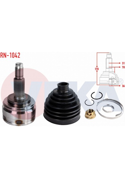 Renault Master Iıı (Fv) 2.3 Dcı 31X36X70 Uzunluk 170 mm 2010- Aks Kafası Sol-Sağ Ön Dış 95516047