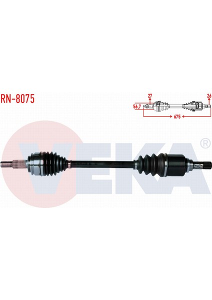 Renault Kangoo 1.5 Dcı 2008- Komple Aks Sol Ön Uzunluk 675MM 8201235754