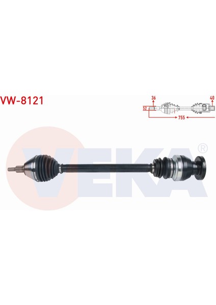 Vw Polo (6r) 1.4 Tdı A-T 2014- Komple Aks Sağ Ön Uzunluk 755MM 6C0407272NX