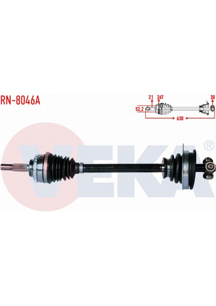 Renault Clıo Iı(Bb0/1/2,cb0/1/2)1.5 Dcı Abslı 26 Dıs Uzunluk 630 mm 98-05 Komple Aks Sol Ön