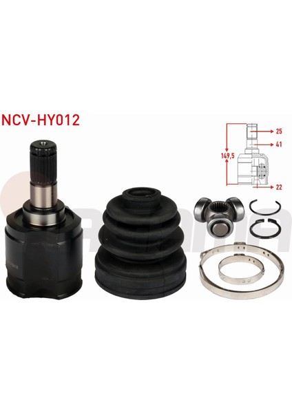 Hyundaı Accent Aks Kafası Sol-Sağ Ön Iç 25X22X41 Uzunluk 149,5MM 49505-1E050