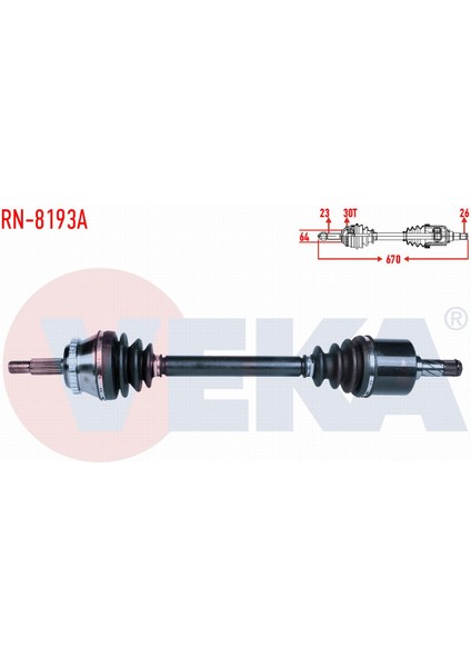 Renault Safrane Iı (B54_) 2.0 16V Abslı 30 Dıs Uzunluk 670MM 1996-2000 Komple Aks Sol Ön 7700100065