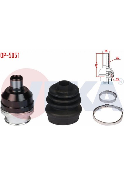 Opel Astra H 1.3 Cdtı 34X25X35 Uzunluk 101 mm 2004-2010 Aks Kafası Sağ Ön Iç 4242328