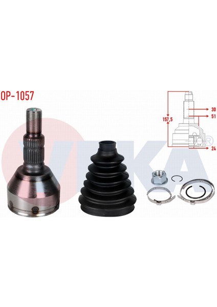 Opel Insıgnıa 1.6 (A16XER) 30X24X52 Uzunluk 158MM 2008- Aks Kafası Sol-Sağ Ön Dış 1603452