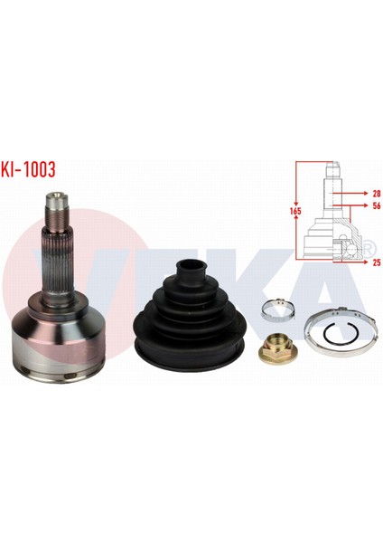 Kıa Sorento I (Jc) 2.5 Crdı 28X25X56 Uzunluk 165MM 2002-2009 Aks Kafası Sol-Sağ Ön Dış 49591-3E001