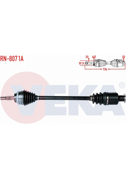 Renault Kangoo(Kc0/1)1.5 Dcı Kalın Freze Abslı 44 Dıs Uzunluk 724MM 98-08 Komple Aks Sağ Ön 1334079