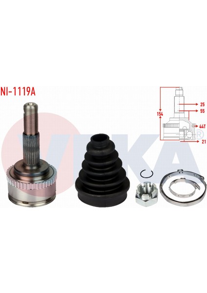 Nıssan Almera II(N16)1.5İ 16V Abslı 44 Dıs 25X21X55 Uzunluk 154MM 00-07 Aks Kafası Sol-Sağ Ön Dış