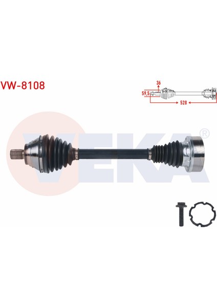Volkswagen Passat (3g2) 1.4 Tsı M-T 2014- Komple Aks Sol Ön Uzunluk 528MM 3Q0407271S