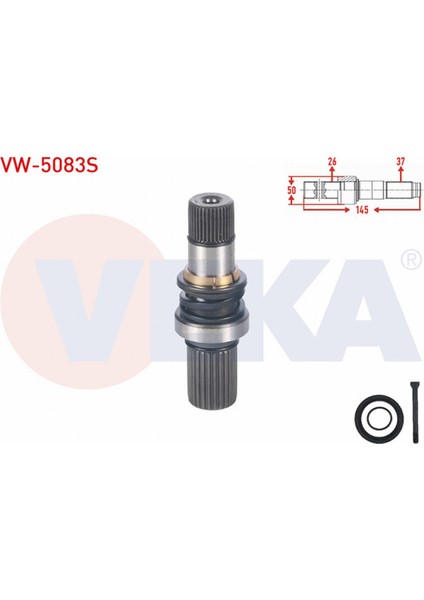 Vw Transporter Aks Kafası Sağ Ön Iç Freze Ek Mili 26X37X50 Uzunluk 145 mm 02Z409345D