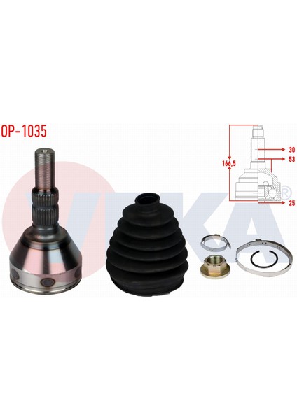 Opel Vectra C 1.6 16V 30X25X53 Uzunluk mm 166 2002-2008 Aks Kafası Sol-Sağ Ön Dış 71740557