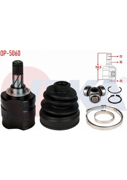 Opel Corsa C 1.3 Cdtı 22X23X35 Uzunluk 153,5 mm 2000-2006 Aks Kafası Sol-Sağ Ön Iç 93190191