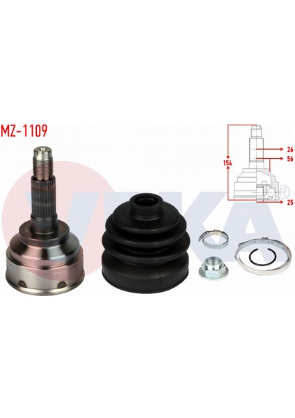 Mazda 626 Iıı (Gd) 1.6i 26X23X56 Uzunluk 151MM 1987-1992 Aks Kafası Sol-Sağ Ön Dış G023-25-600