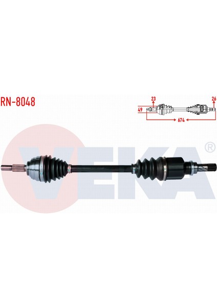 Renault Megane Iı 1.4i 16V - 1.5 Dcı - 1.6i 16V 2002-2008 Komple Aks Sol Ön Uzunluk 675MM 8200432514