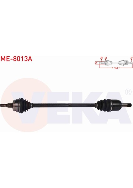 Mercedes M SERISI(W163)ML 270 Cdı Abslı 48 Dıs Uzunluk 963 mm 98-05 Komple Aks Sağ Ön 163 330 03 01