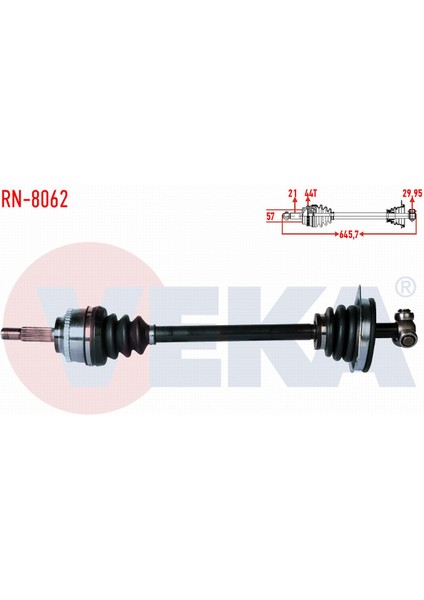 Renault Megane I 1.6 8V-1.6İ 16V Abslı 44 Dıs Uzunluk 645,7 mm 96-03 Komple Aks Sol Ön 77 01 468 836