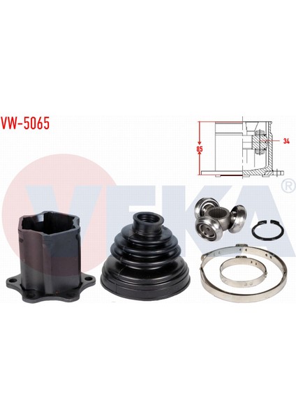 Volkswagen Golf V(1k1)1.9 Tdı Dsg Freze Dıs 34 Uzunluk 85MM 03-09 Aks Kafası Sol-Sağ Ön Iç