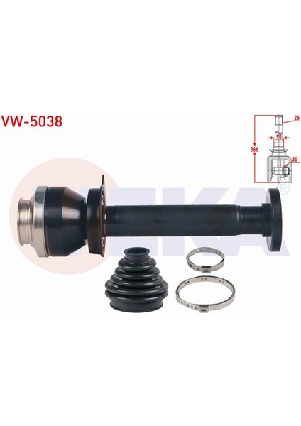 Volkswagen Transporter V(7ha,7hh,7ea,7eh)2.5 Tdı 26X30X50 Uzunluk 366MM 03-11 Aks Kafası Sağ Ön Iç