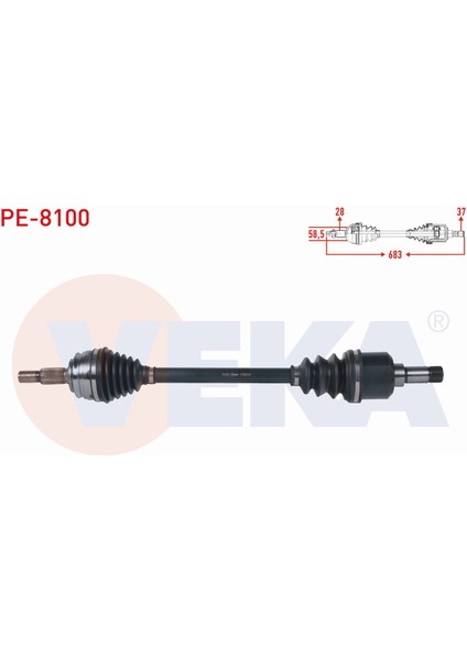Peugeot 3008 1.5 -1.6 Bluehdı M-T 16- Komple Aks Sol Ön Uzunluk 683MM 1613306580