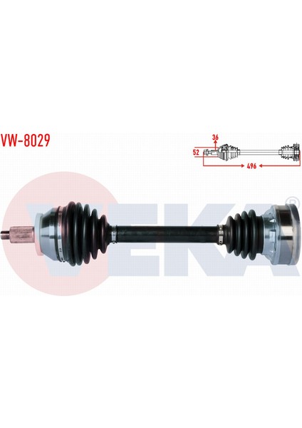 Volkswagen Polo (6r,6c) 1.6 Tdı (Caya-Cayb-Cayc) M-T Uzunluk 496MM 09- Komple Aks Sol Ön 6R0407761A