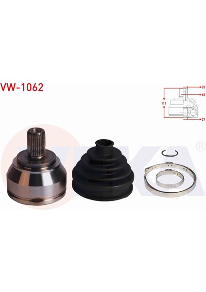 Volkswagen Amarok 2.0 Bıtdı M-T 28X27X65 Uzunluk 111 mm 2010- Aks Kafası Sol-Sağ Ön Dış 2H0407321A