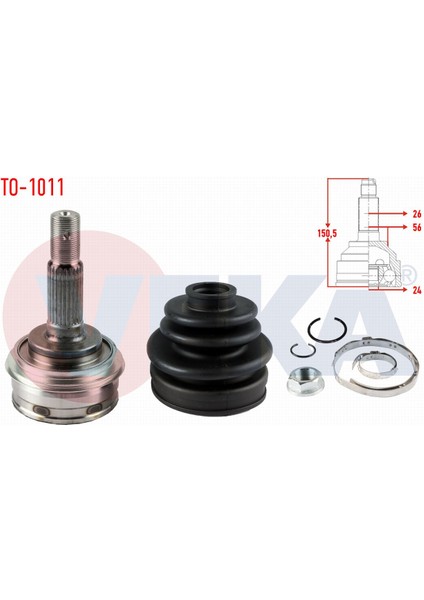 Toyota Corolla (_E9_) 1.6i 26X24X56 Uzunluk 150,6 mm 1987-1993 Aks Kafası Sol-Sağ Ön Dış 4341002010