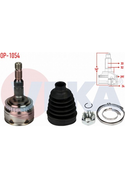 Opel Corsa C 1.7 Cdtı Abslı 29 Dıs 33X24X52 Uzunluk 168 mm 00-06 Aks Kafası Sol-Sağ Ön Dış 1603261