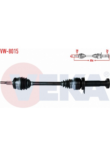 Volkswagen Transporter V(7ha,7hh,7ea,7eh)1.9 Tdı Uzunluk 858MM 03-11 Komple Aks Sağ Ön 7h0 407 452NX