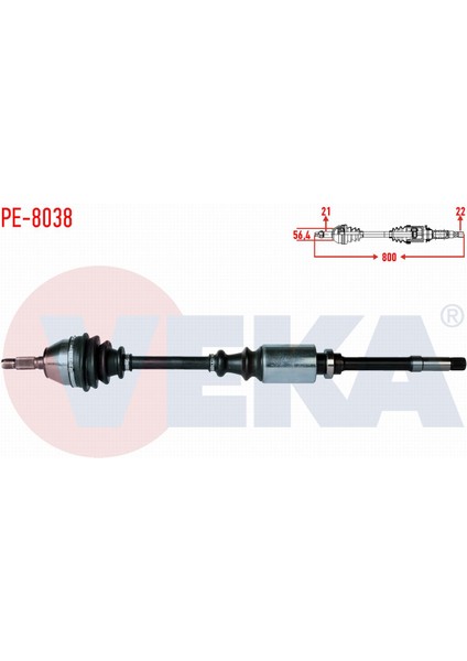 Peugeot 106 I 1.4 Uzunluk 800MM 1991-1996 Komple Aks Sağ Ön 3273Y4