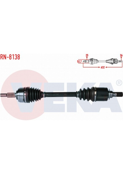 Renault Fluence (L30) 1.5 Dcı 6 Vıtes A-T Uzunluk 632 mm 2009- Komple Aks Sol Ön 8200966862