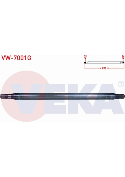 Volkswagen Crafter Aks Mili Sağ Arka Uzun Ince Güçlendirilmiş 29X30 Uzunluk 893MM 2E0501172F