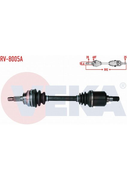 Land Rover Freelander (Ln) 2.0 Td M-T Abslı 60 Dıs Uzunluk 592MM 98-07 Komple Aks Sağ Ön TDB104020