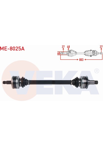 Mercedes C SERISI(W203)C 180-C 200 Cdı 00-06 Komple Aks Sol-Sağ Arka Absli 48 Dış Uzunluk 731MM