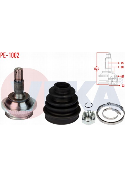 Peugeot 206 (2A/ C) 1.4i 16V TU5J4 Abslı Aks Kafası Sol-Sağ Ön Dış 3272.AL