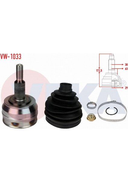 Volkswagen Transporter Aks Kafası Sol-Sağ Ön Dış 7H0407321