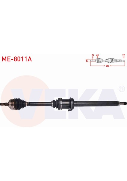 Mercedes A Komple Aks Sağ Ön Absli 48 Dış Uzunluk 954 mm 1683601972
