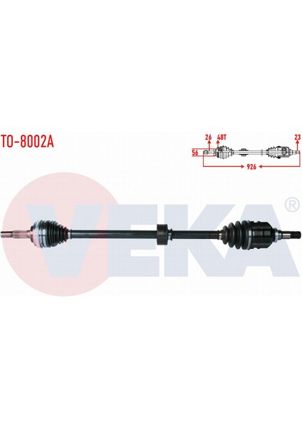Toyota Corolla Komple Aks Sağ Ön Absli 48 Dış Uzunluk 926MM 43410-20452