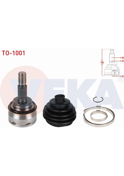 Toyota Toyota Aks Kafası Sol-Sağ Ön Dış 30X29X70 Uzunluk 186MM 43430-0K070
