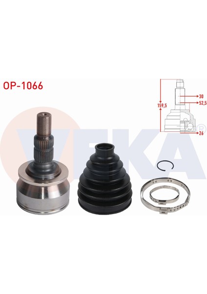 Opel Astra J 1.6 T-1.6 Cdtı 2009-2016 Aks Kafası Sol-Sağ Ön Dış 30X26X52,5 Uzunluk 159,5MM 13335137