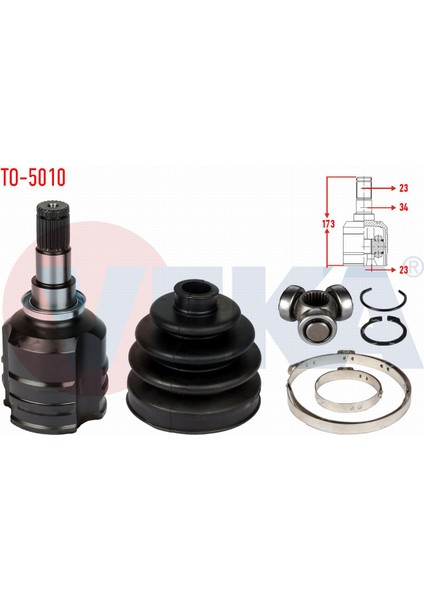 Toyota Corolla (_E12_) 1.4 Vvt-I 23X23X34 Uzunluk 173MM 02-07 Aks Kafası Sol-Sağ Ön Iç 43040-05060