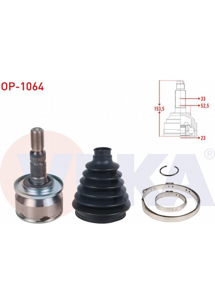 Opel Astra J 1.3 Cdtı-1.4 T-1.6i 09-16 Aks Kafası Sol-Sağ Ön Dış 33X23X52,5 Uzunluk 153,5MM 374646