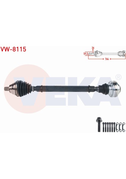 Volkswagen Golf V (1k1) 1.4 Tsı A-T 2003-2009 Komple Aks Sağ Ön Uzunluk 764MM 1K0407272KP