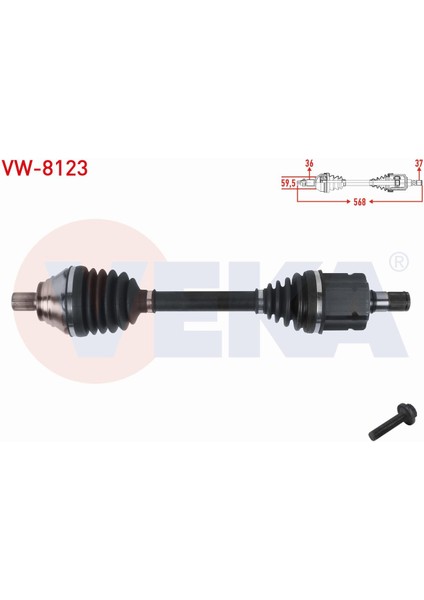 Volkswagen Passat Komple Aks Sol Ön Uzunluk 568MM 3Q0407271AH