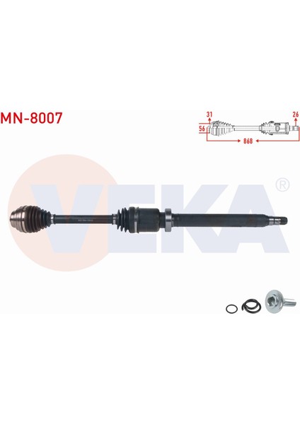 Mını Cooper (F55) 1.5 - 1.5 D A-T 2013- Komple Aks Sağ Ön Uzunluk 868MM 31607639432