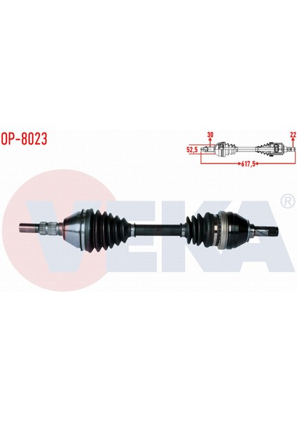 Opel Vectra C 1.6 16V Uzunluk 617,5MM 2002-2008 Komple Aks Sol Ön 374473|73503003|24451255