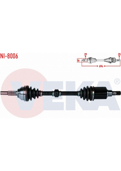 Nıssan Qashqaı (J10) 1.6i A-T Uzunluk 694MM 2007-2014 Komple Aks Sol Ön 39101BB90C|39101-BB90C