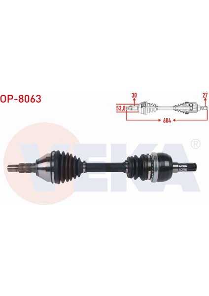 Opel Vectra C 1.9 Cdtı M-T (M32 Snz) 2002-2008 Komple Aks Sol Ön Uzunluk 604MM 374625|13166588