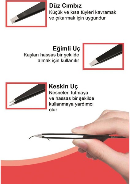 3'lü Siyah Deri Çantalı Cımbız Seti modelleri